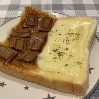 1枚で2つの味が楽しめるチョコチーズパン